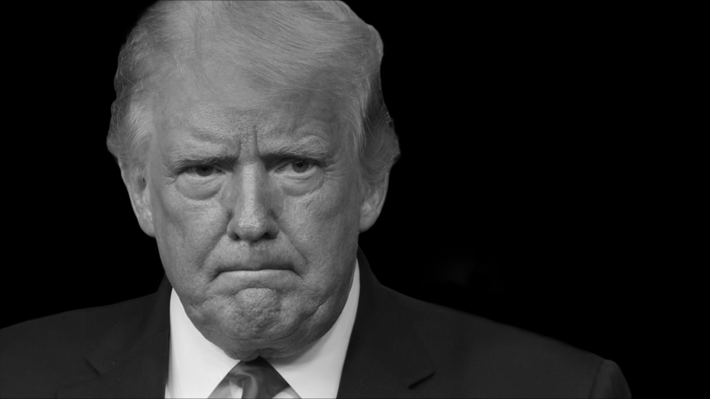 President Donald Trump black-and-white image