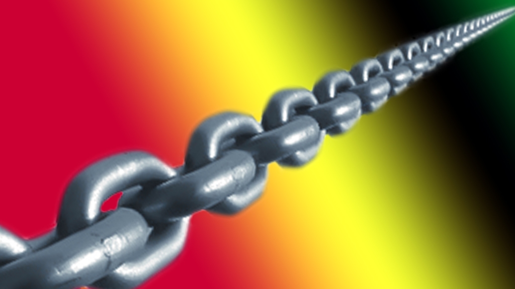 chain with red, yellow, black, and green background